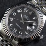 Replica Rolex Datejust SS Black Dial Arabic Markers Mens Watch 40mm